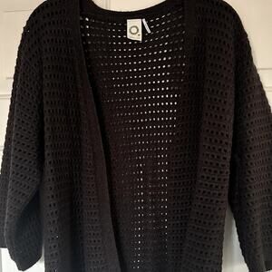 Akemi + Kin OS Anthropologie Dark Gray Open Weave 3/4 Sleeve Sweater Cardigan